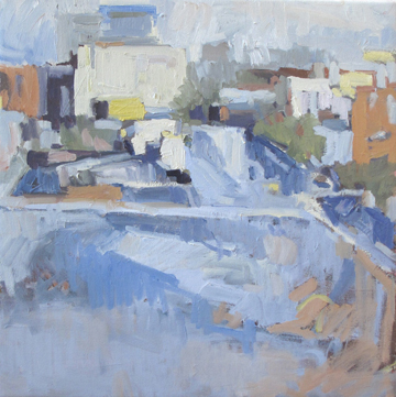 Dowtown Buildings and Rain by Isabelle Abbot at Les Yeux du Monde Art Gallery