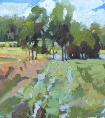 Tree Line and Pond by Isabelle Abbot at Les Yeux du Monde Art Gallery