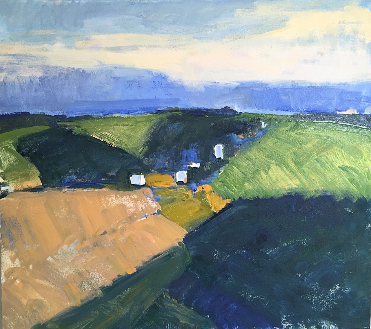 The Farm Across the Hill by Isabelle Abbot at Les Yeux du Monde Art Gallery
