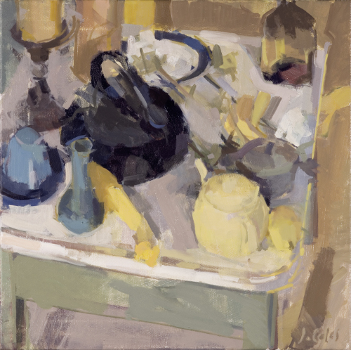 Yellow Tea Pot, Yellow Bananas by Jessie Coles at Les Yeux du Monde Art Gallery