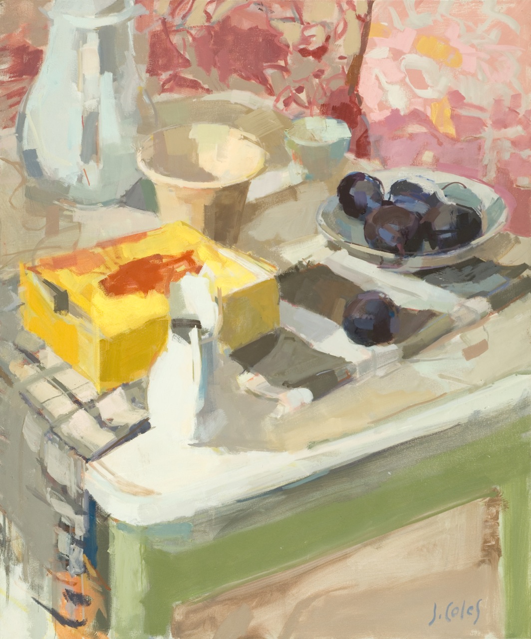 Plums and Lipton Box by Jessie Coles at Les Yeux du Monde Art Gallery