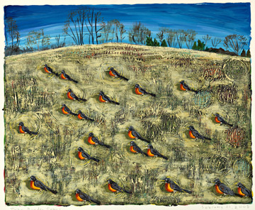 Robins by John Borden Evans at Les Yeux du Monde Art Gallery