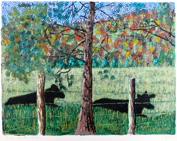 Two Resting Calves by John Borden Evans at Les Yeux du Monde Art Gallery