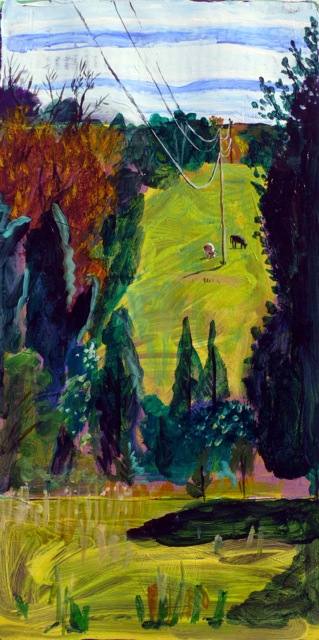 Power Line and Two Cows II by John Borden Evans at Les Yeux du Monde Art Gallery