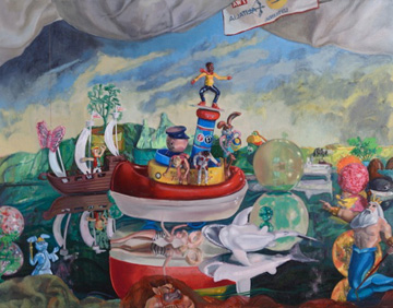Roger Plays with Copley's Toys by Megan Marlatt at Les Yeux du Monde Gallery