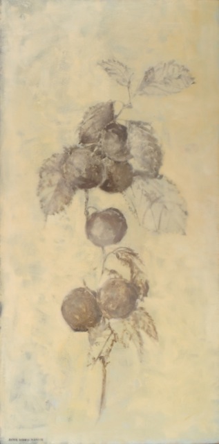 Study of Summer Rambo Apples on Branch by Anne Harris Massie at Les Yeux du Monde Art Gallery