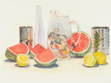 Still Life with Pitcher of Baubles and Strange Flavors (Melon and Lemon) by David Summers at Les Yeux du Monde Gallery