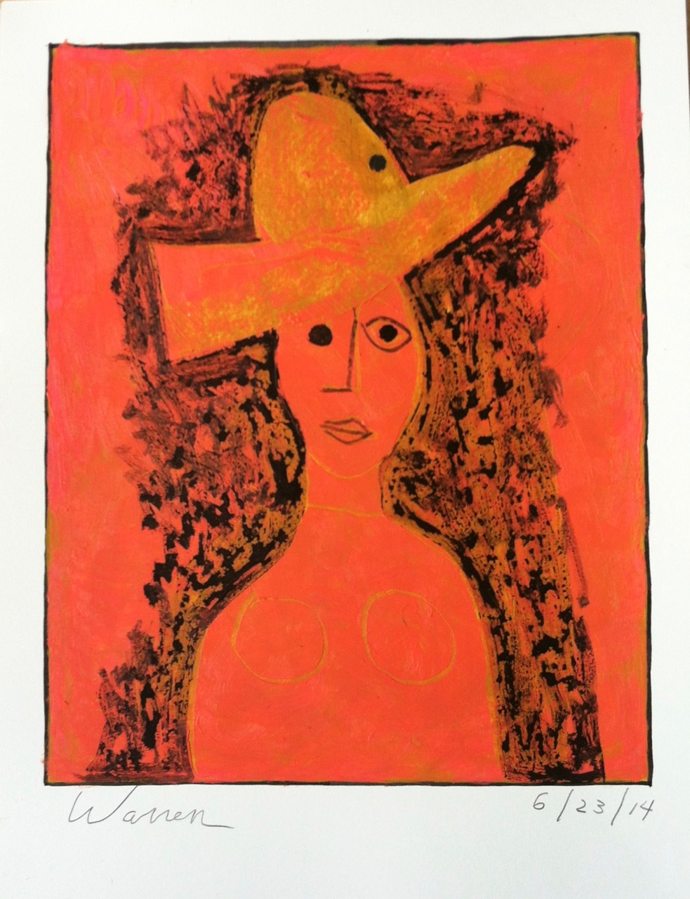 Woman in a Hat by Russ Warren at Les Yeux du Monde Art Gallery