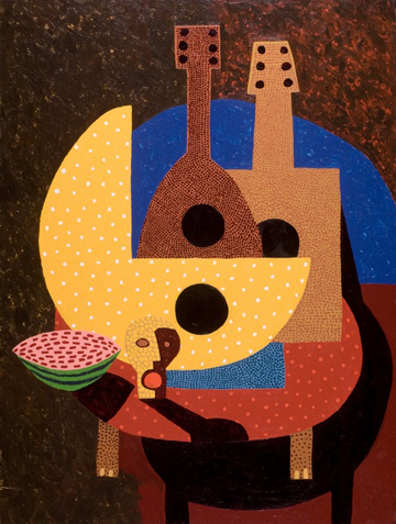 Still Life with Guitars and Melon by Russ Warren at Les Yeux du Monde Gallery