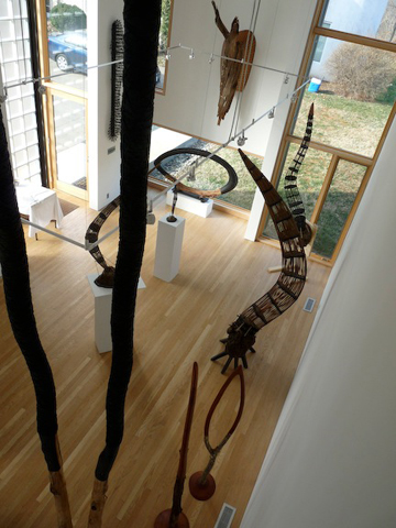 Installation view of Kurt Steger sculpture at Les Yeux du Monde Art Gallery